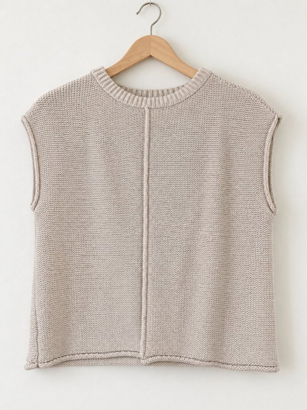 Women's Crewneck Extended Shoulder Sweater Vest Cream